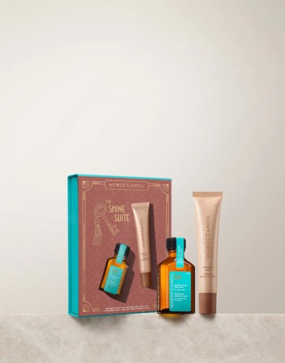 Moroccanoil Shine Suite set with Vanilla Date Lip Balm